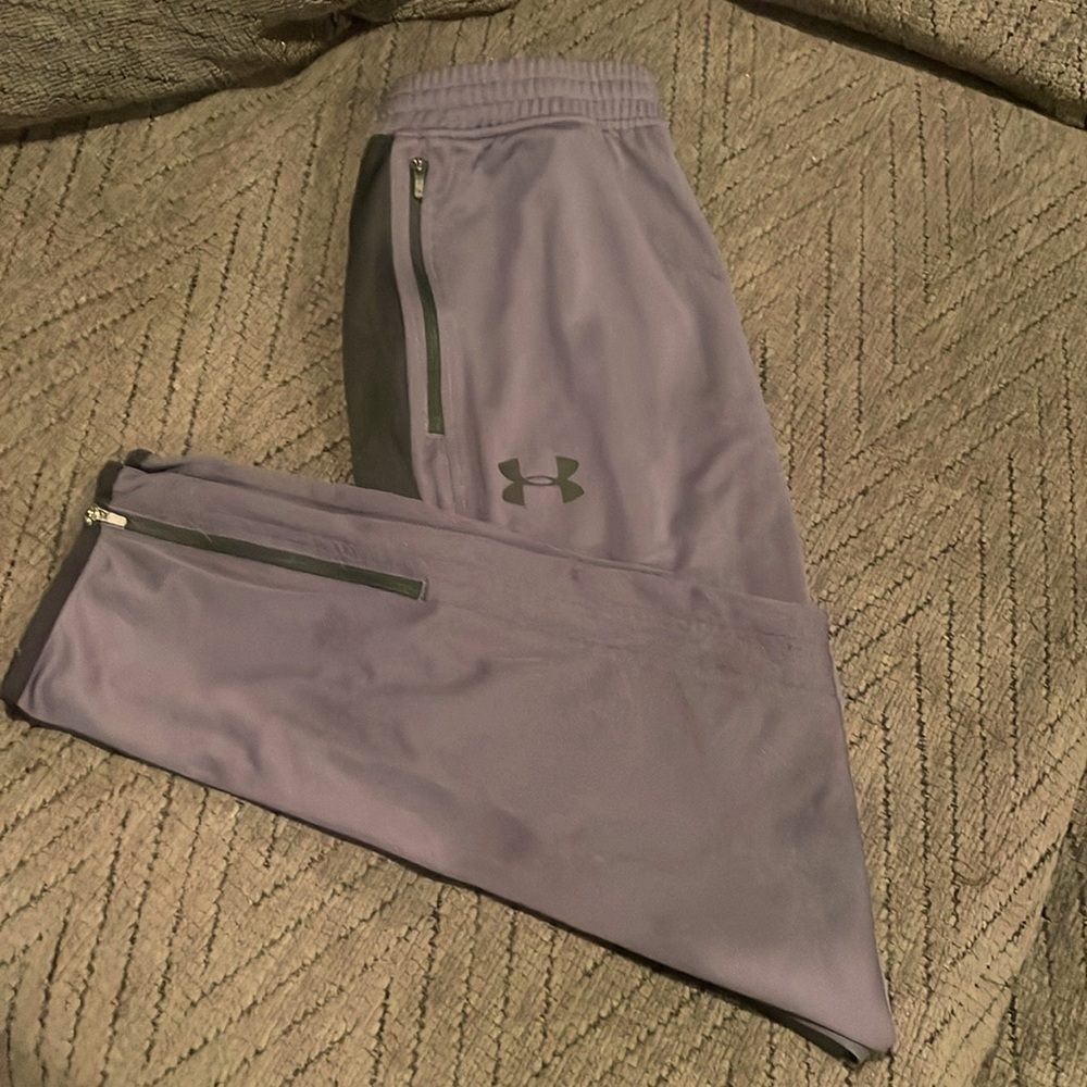 Under Armour Mens Tech Fabric Ankle Zip Pants - Heatgear dark grey and black